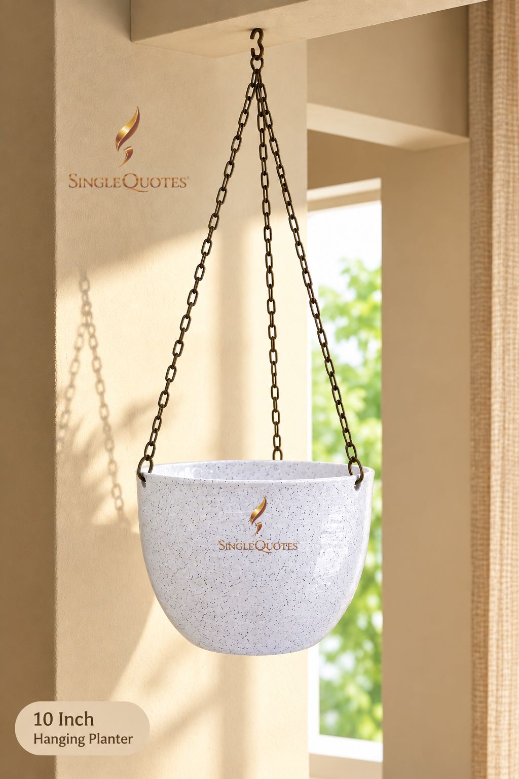 ROYARA Premium Hanging Planter Pot - 10 Inch-White Marble