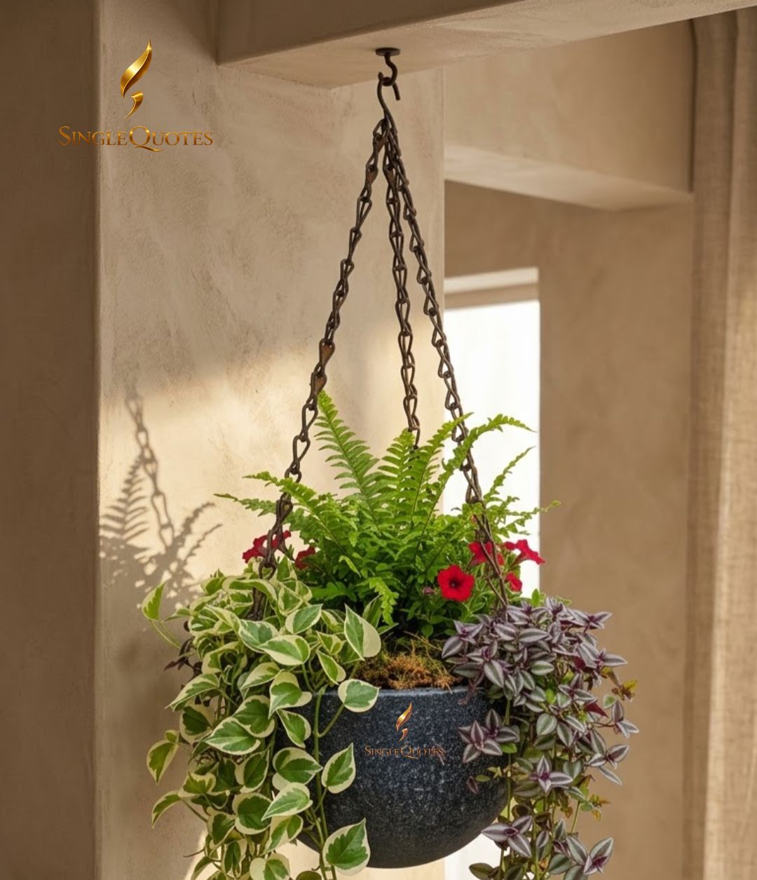 ROYARA Premium Hanging Planter Pot - 10 Inch-Grey Marble