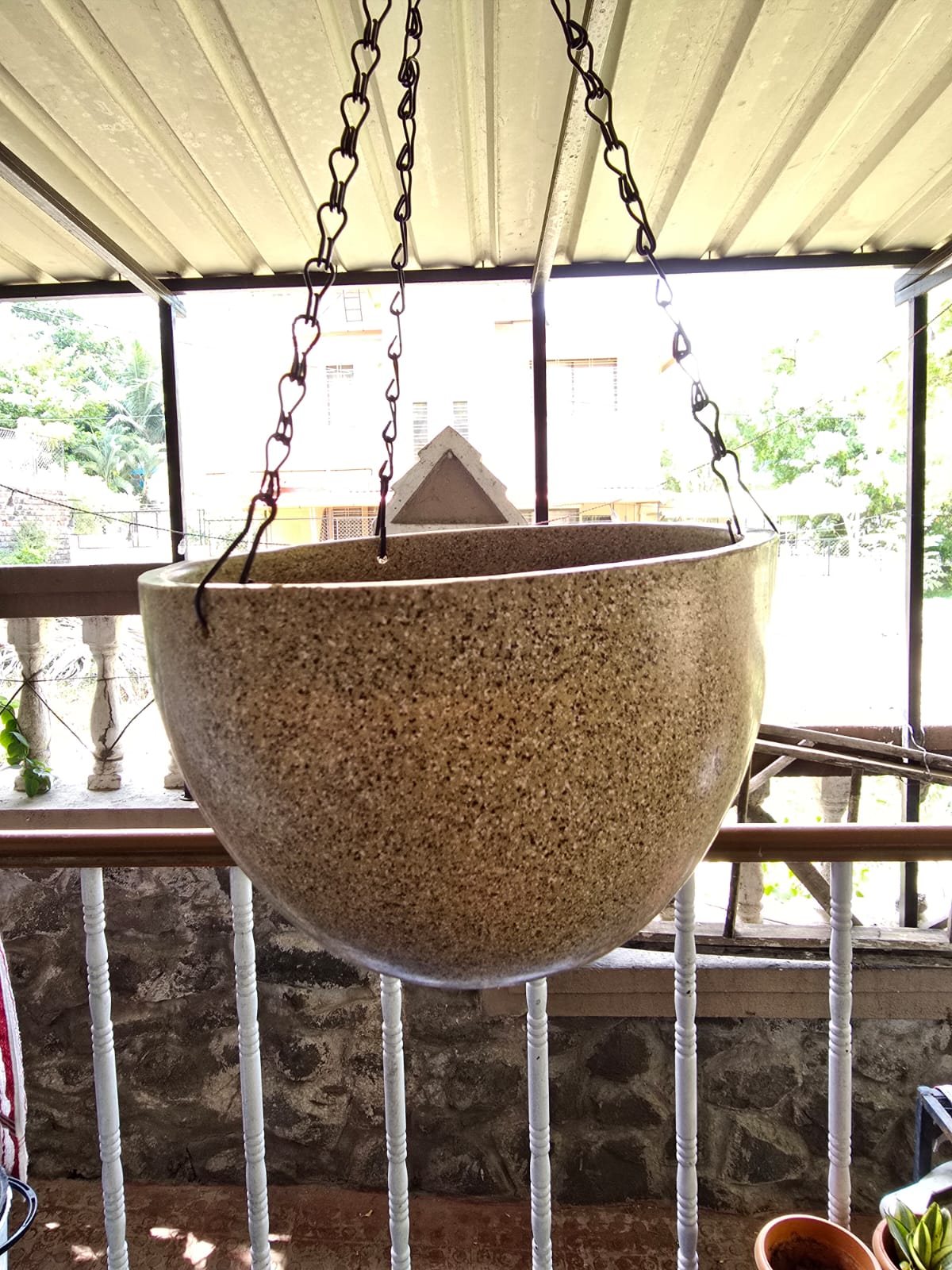 ROYARA Premium Hanging Planter Pot - 8 Inch-Beige Marble