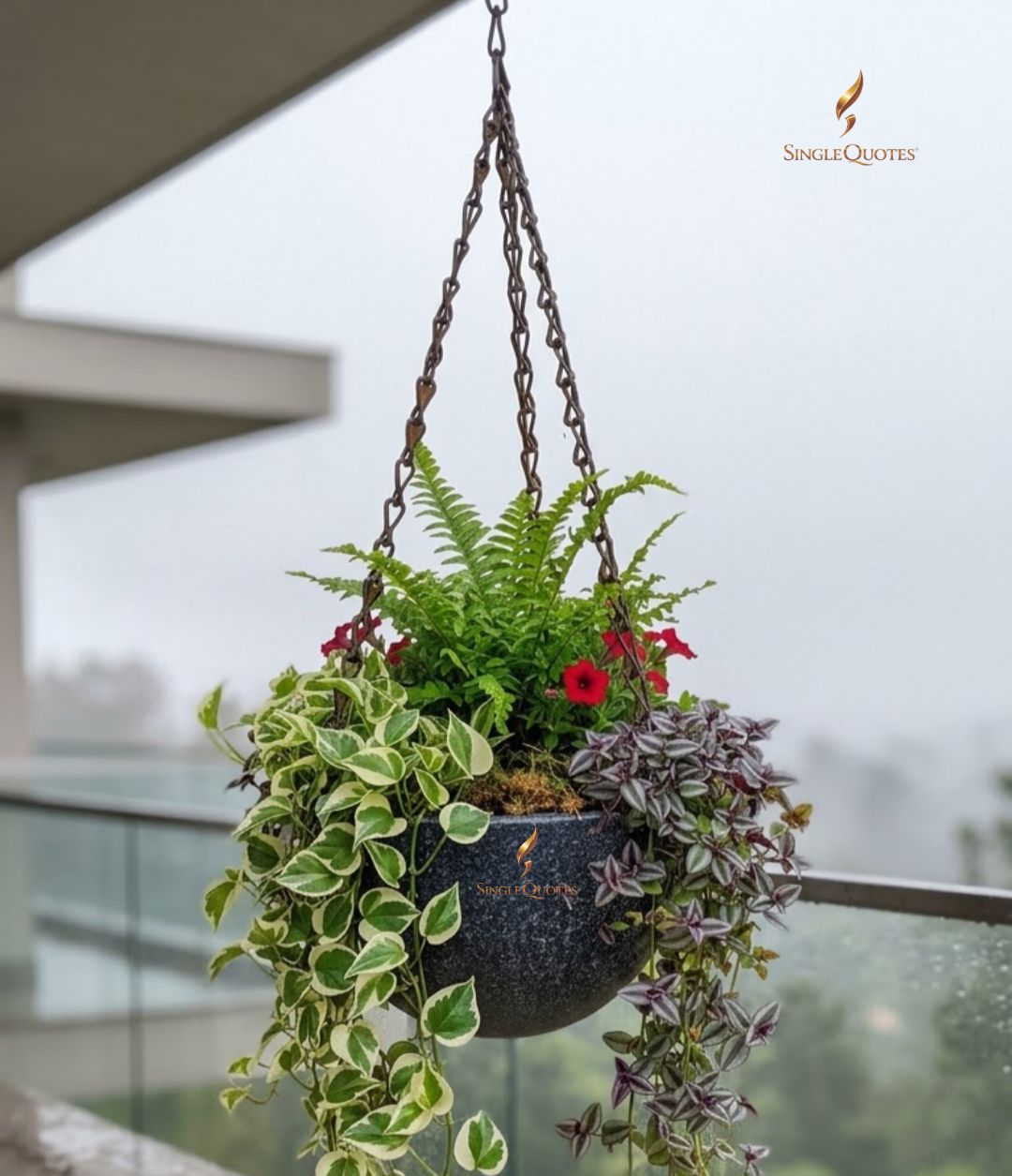 ROYARA Premium Hanging Planter Pot - 8 Inch-Grey Marble