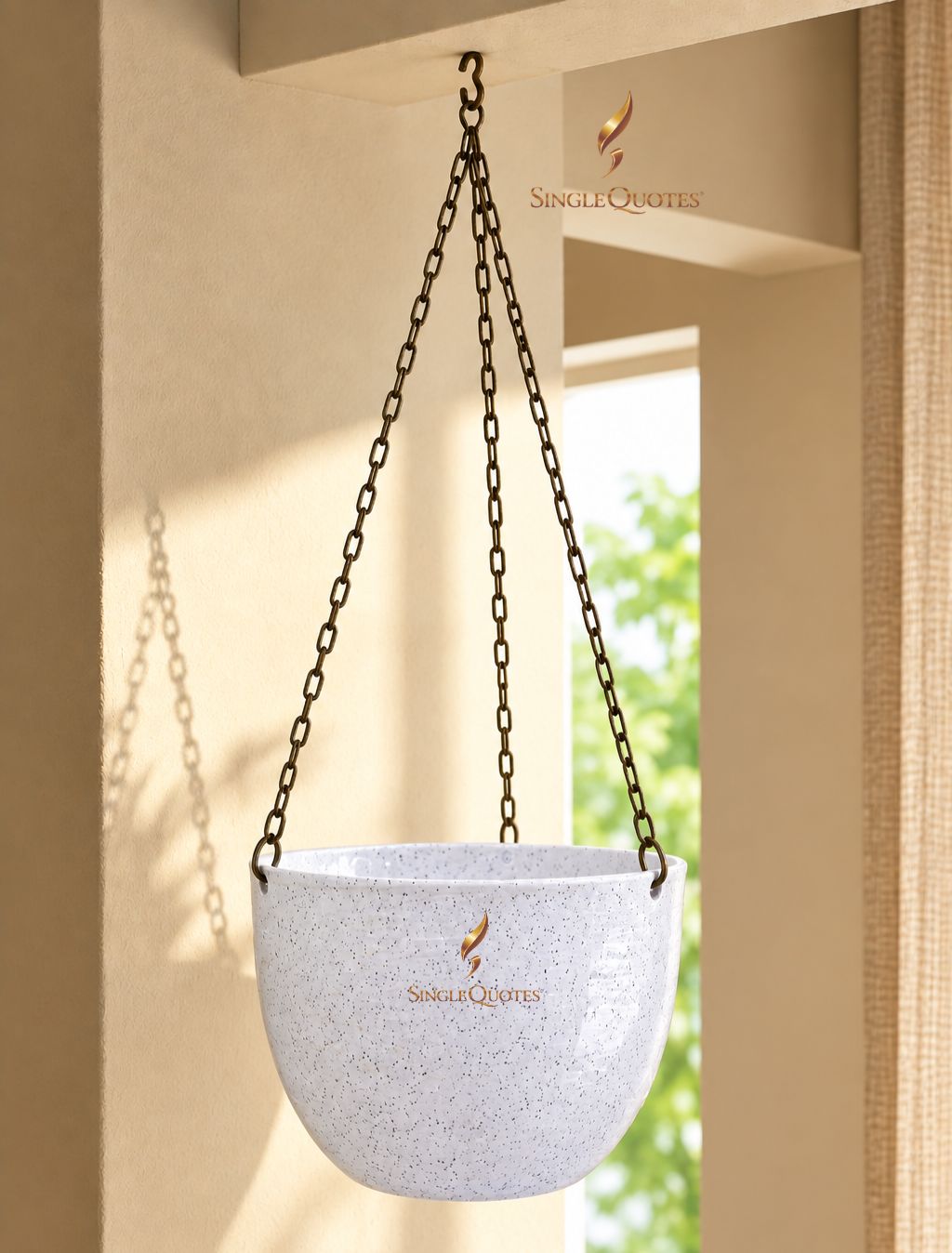 ROYARA Premium Hanging Planter Pot - 8 Inch-White Marble